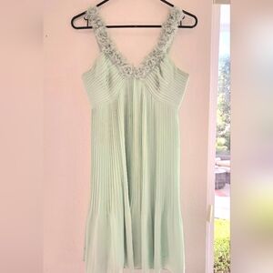 High Quality Japanese Elegant Mint Green Pleated Dress